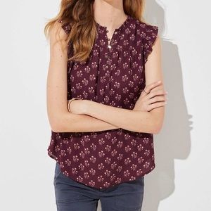 Loft Petite Floral Flutter Sleeve Top - XXS Petite